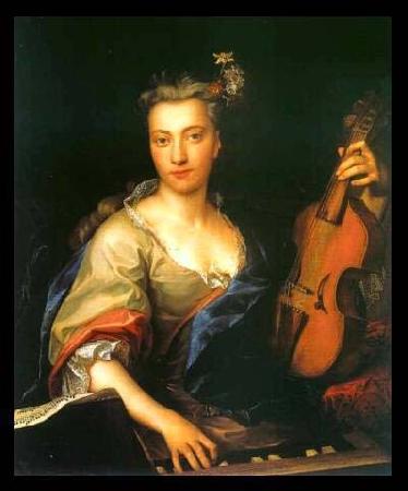 unknow artist Portrait of Young Woman Playing the Viola da Gamba France oil painting art